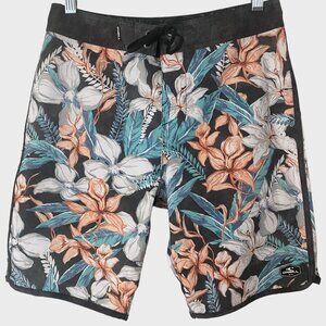 O'Neill Hyperfreak Board Shorts Blue Men's Size 28 Water-Resistant Stretch Swim